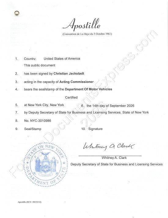 New York apostille Hague apostille from New York
